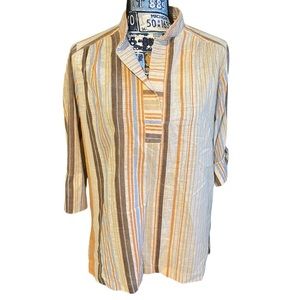 Vintage Teddi of California Linen Blend Striped Tunic Blouse – Size M (Fits 14)